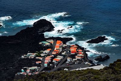 High angle view of people on beach