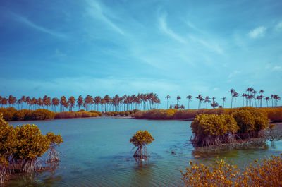 Scenic view of lake against sky