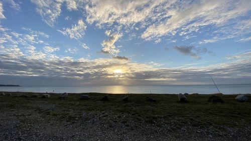Scenic view of sunset over sea