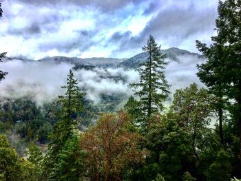 Low angle view of majestic mountains against sky