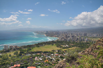 High angle view of city