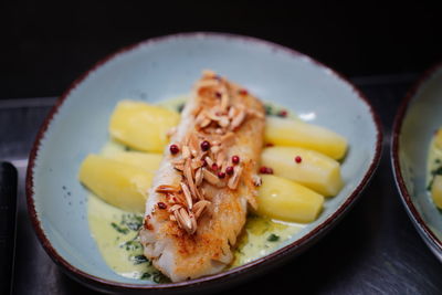 Close-up of meal served in plate