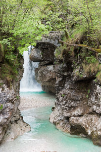 Scenic view of waterfall