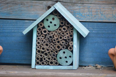 Directly above shot of person seen through hole