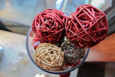 Close-up of red fruit on table