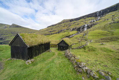 Scenic view of hostorical houses against sky.