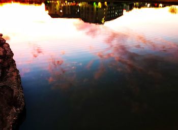 Reflection of sky on lake during sunset