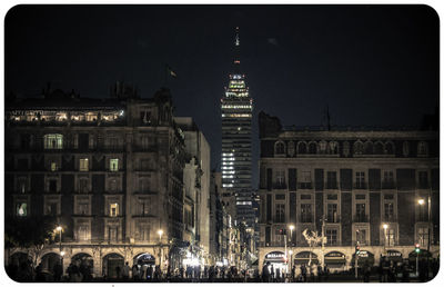 Illuminated buildings at night