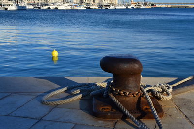 View of ship moored at harbor