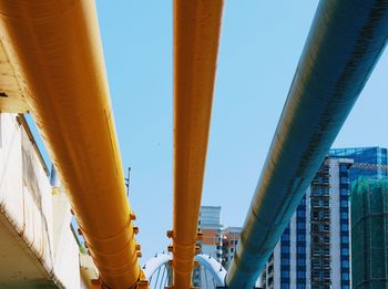 Low angle view of buildings against clear sky