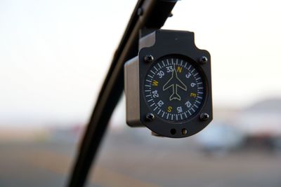 Close-up of navigational compass