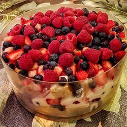 Close-up of strawberries in bowl