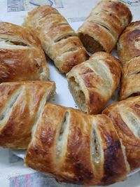 High angle view of bread in plate