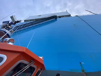 Low angle view of ship against sky