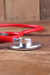 Close-up of stethoscope on table