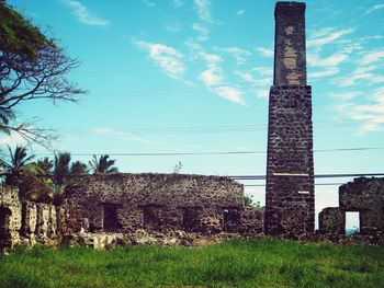 Built structure on grassy field