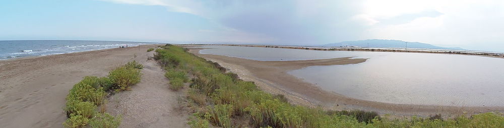 Scenic view of beach against sky