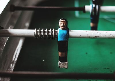 Close-up of foosball figurine 