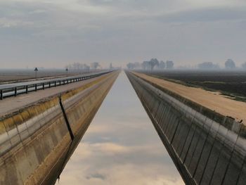 Empty road against cloudy sky