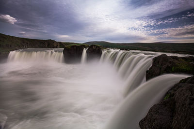 Scenic view of waterfall