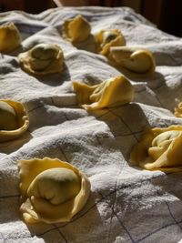 Close-up of tortellini at home