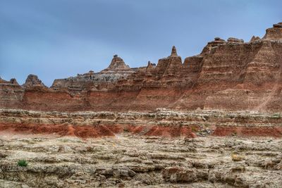 Low angle view of rock formations