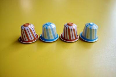 Close-up of cupcakes against white background