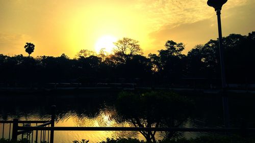 Silhouette trees against sky during sunset