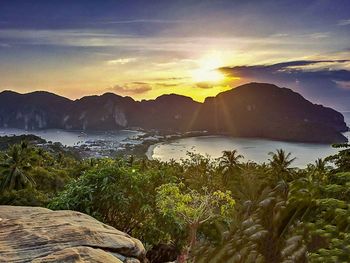 Scenic view of sea against sky during sunset