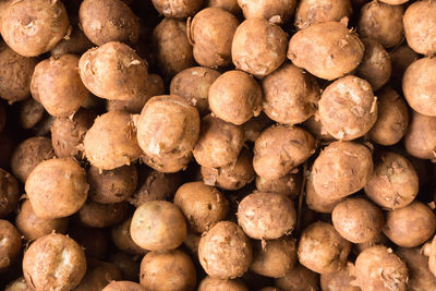 Full frame shot of potatoes for sale at market