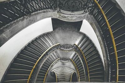 Directly below shot of spiral staircase