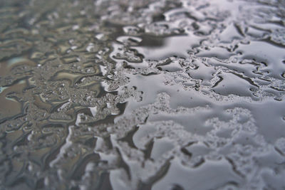 Full frame shot of raindrops on snow