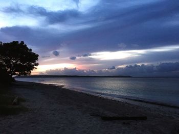 Scenic view of sea against cloudy sky