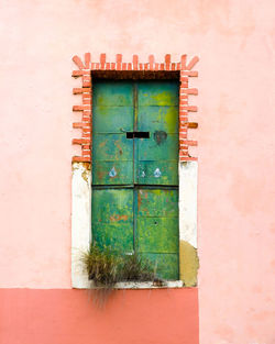 Closed door of building