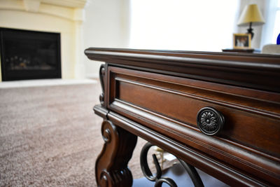 Close-up of table at home