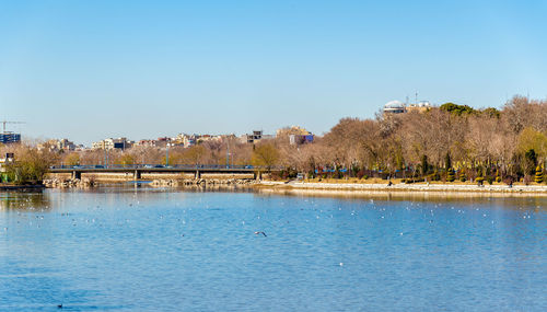 Scenic view of building against clear blue sky