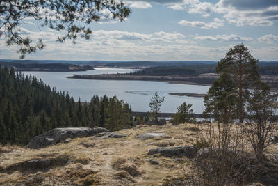 Scenic view of lake against sky