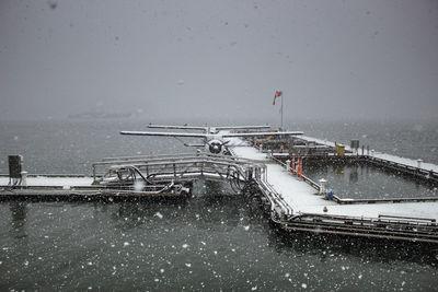 Scenic view of sea against sky during winter