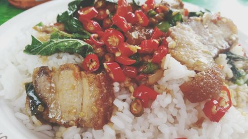 Close-up of food served in plate