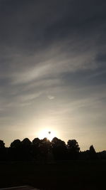 Silhouette trees on field against sky at sunset