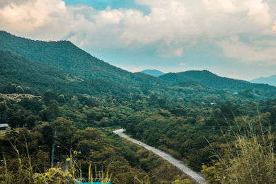 Scenic view of mountains against sky