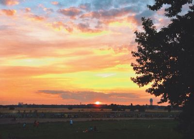 Scenic view of landscape at sunset