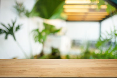 Close-up of wooden table