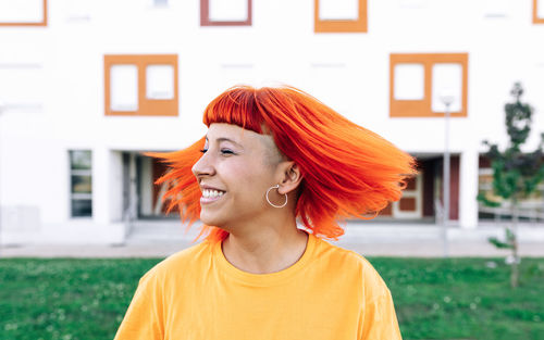 Portrait of smiling young woman