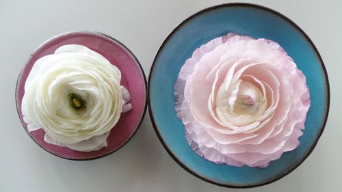 High angle view of cake in plate on table