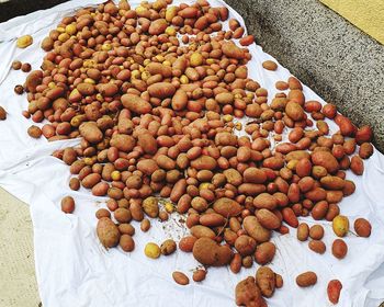 High angle view of fruits in container