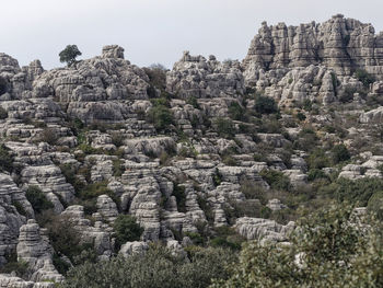 Rock formations on landscape against sky