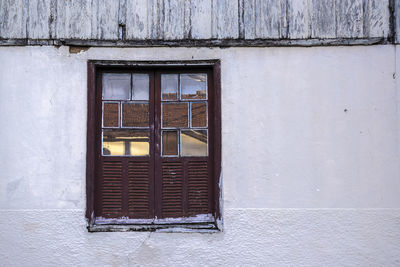 Window of old wooden building
