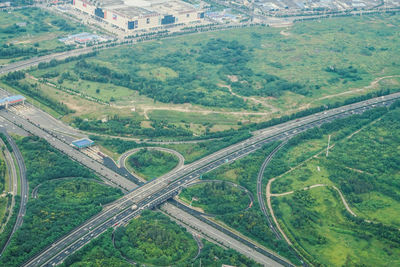 High angle view of agricultural field