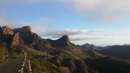 Panoramic view of mountains against sky